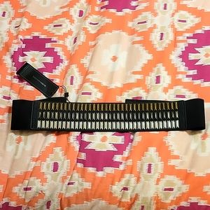 BCBG MAXAZRIA wide belt size M black with silver black and chrome embellishments